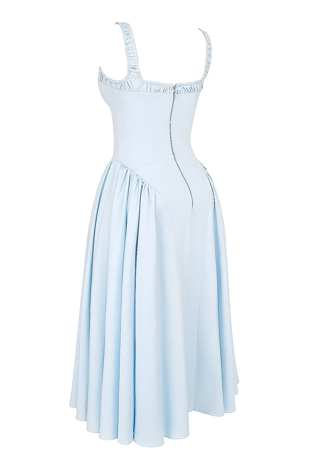 Vestido Azul Cinderela Midi Modelador de Algodão Modelo Dorothy