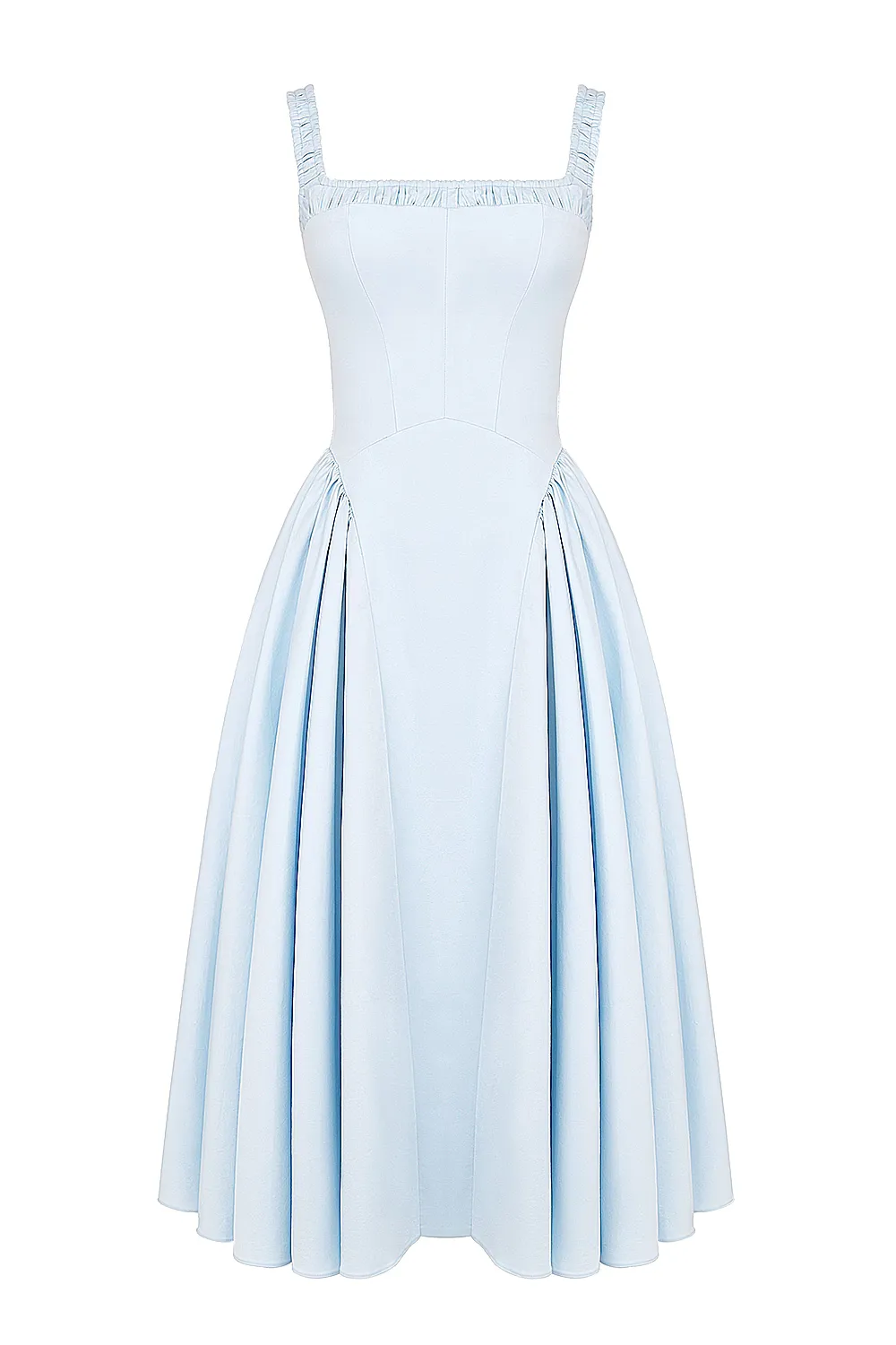 Vestido Azul Cinderela Midi Modelador de Algodão Modelo Dorothy