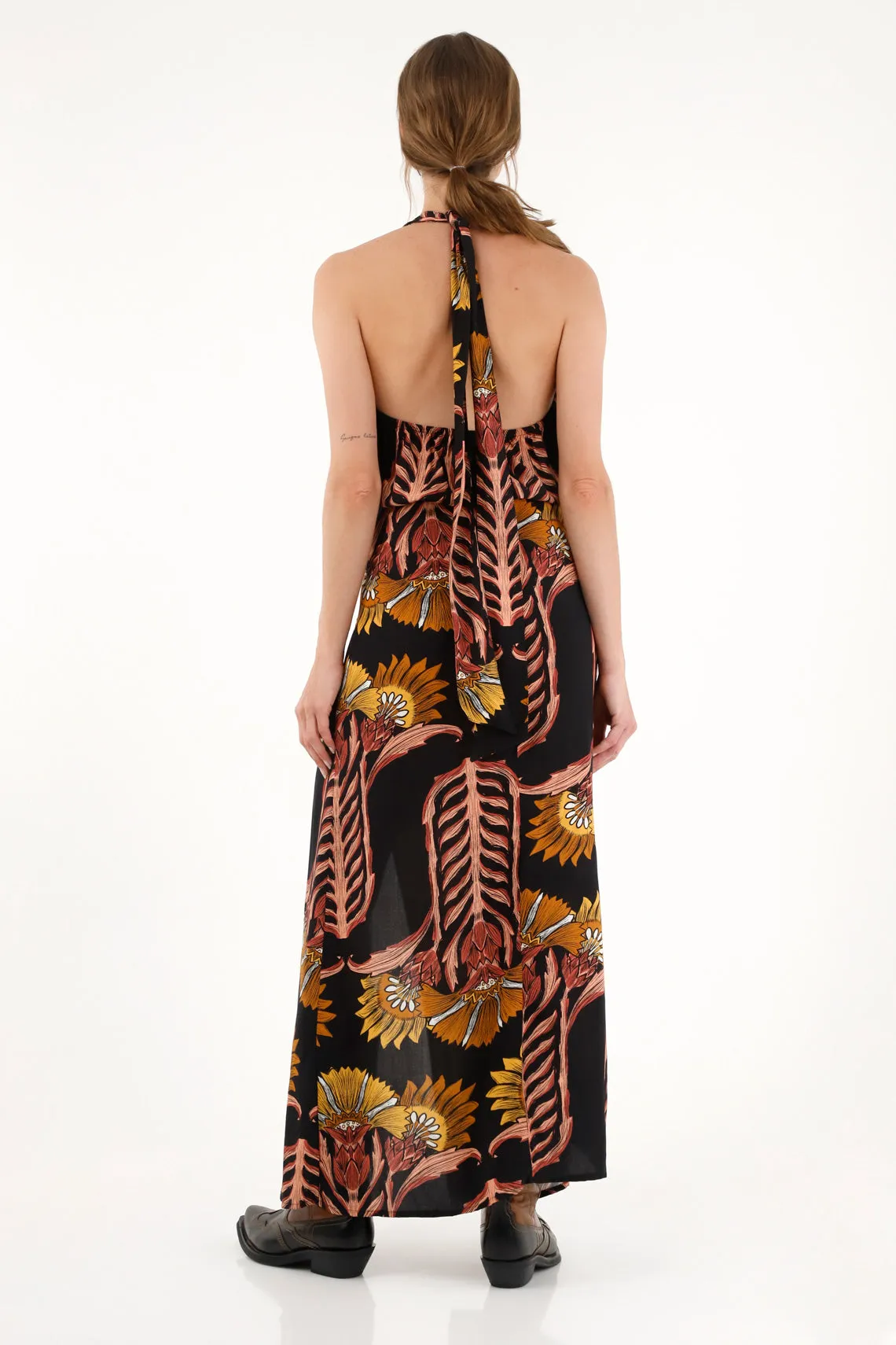 Vestido largo cuello halter para mujer