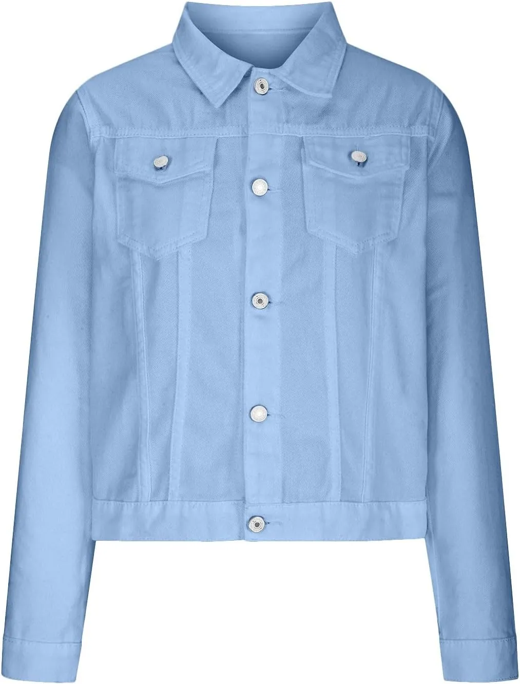 Women Denim Jacket Coats Long Sleeves Pocket Fashion Cardigan Solid Color Open Front Outerwear Jackets Comfy