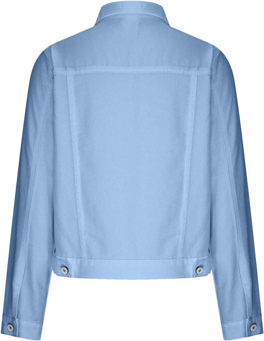 Women Denim Jacket Coats Long Sleeves Pocket Fashion Cardigan Solid Color Open Front Outerwear Jackets Comfy
