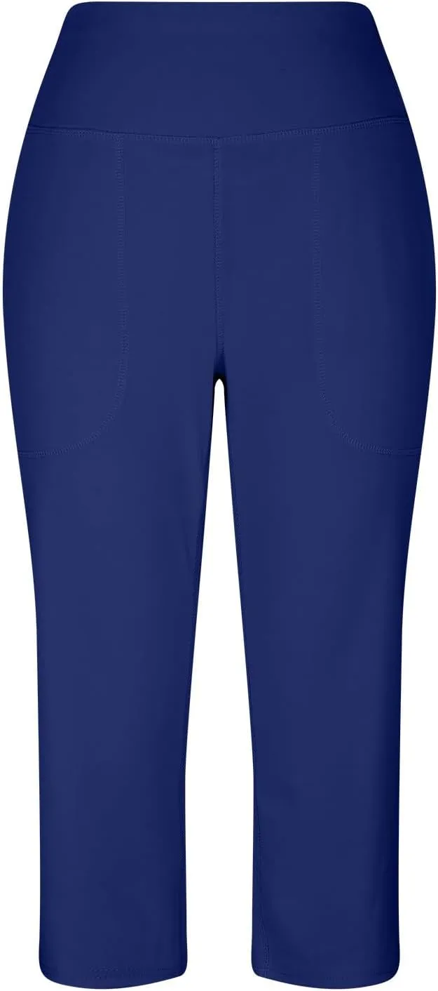 Women's Capris Casual Summer Loose Solid Comfy Wide Leg Capri Pants with Pockets, S-3XL