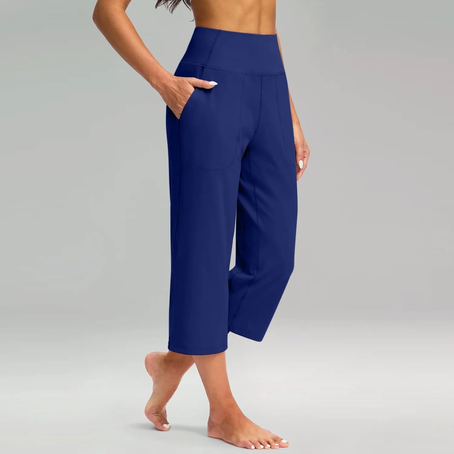 Women's Capris Casual Summer Loose Solid Comfy Wide Leg Capri Pants with Pockets, S-3XL