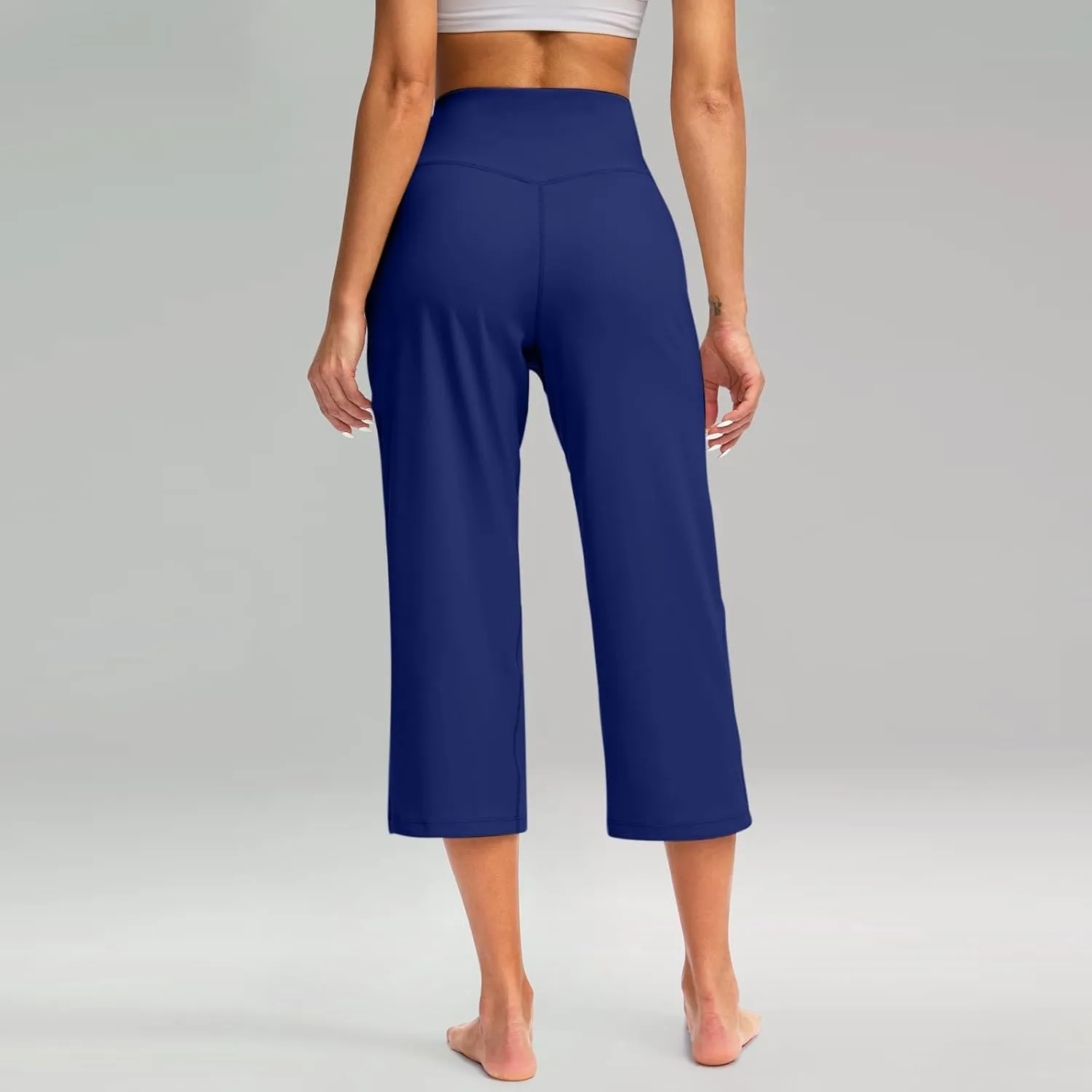 Women's Capris Casual Summer Loose Solid Comfy Wide Leg Capri Pants with Pockets, S-3XL