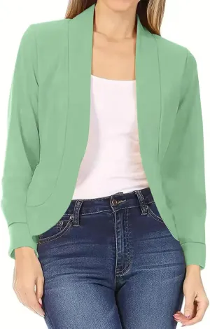 Womens Fall Casual Blazers 2024 Three Quarter Sleeve Sleeve Cardigan Short Small Coat Womens Casual Blazers 2024