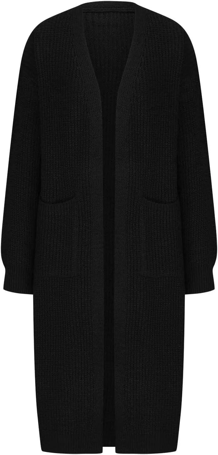 Womens Fashion 2024 Chunky Knit Open Front Long Cardigan Batwing Sleeve Casual Sweaters Plus Size Jackets Fall Outfits