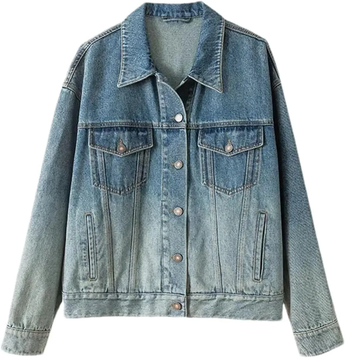 Women's Fashion Embroidered Denim Jacket Slimming Trendy Denim Loose Jacket