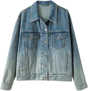 Women's Fashion Embroidered Denim Jacket Slimming Trendy Denim Loose Jacket