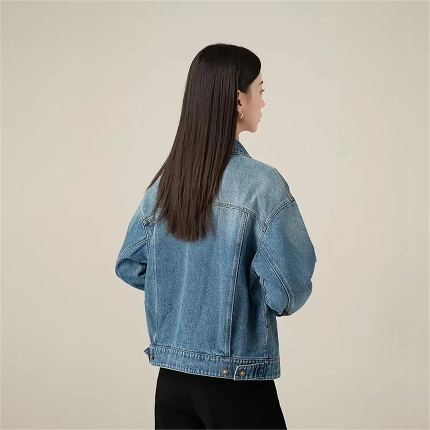 Women's Fashion Embroidered Denim Jacket Slimming Trendy Denim Loose Jacket