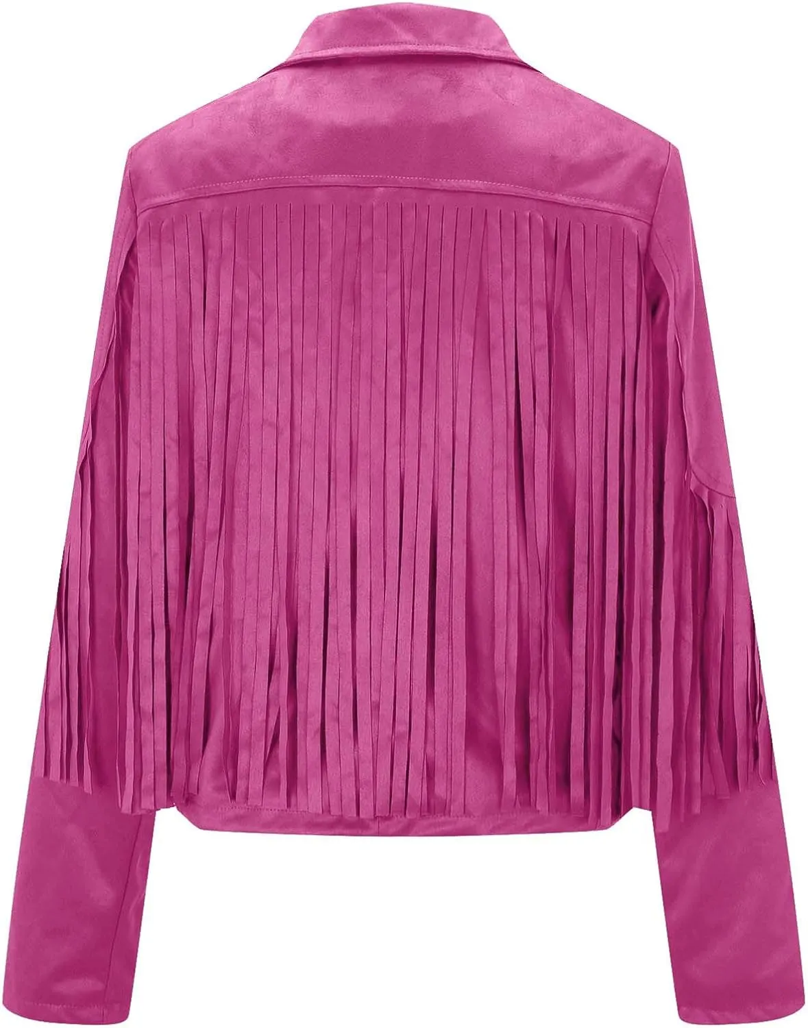 Women's Fringe Jacket Faux Suede Leather Jackets Fashion Tassel Moto Biker Cropped Coats Cardigan 70s Hippie Clothes