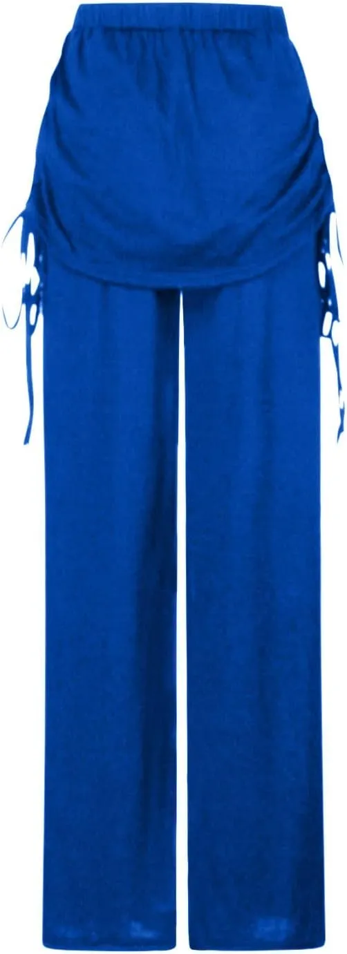 Women's Plus Size High Waisted Long Pants Yoga Dance Ruched Pants Spandex Wide Leg Pant Workout Flare Leggings
