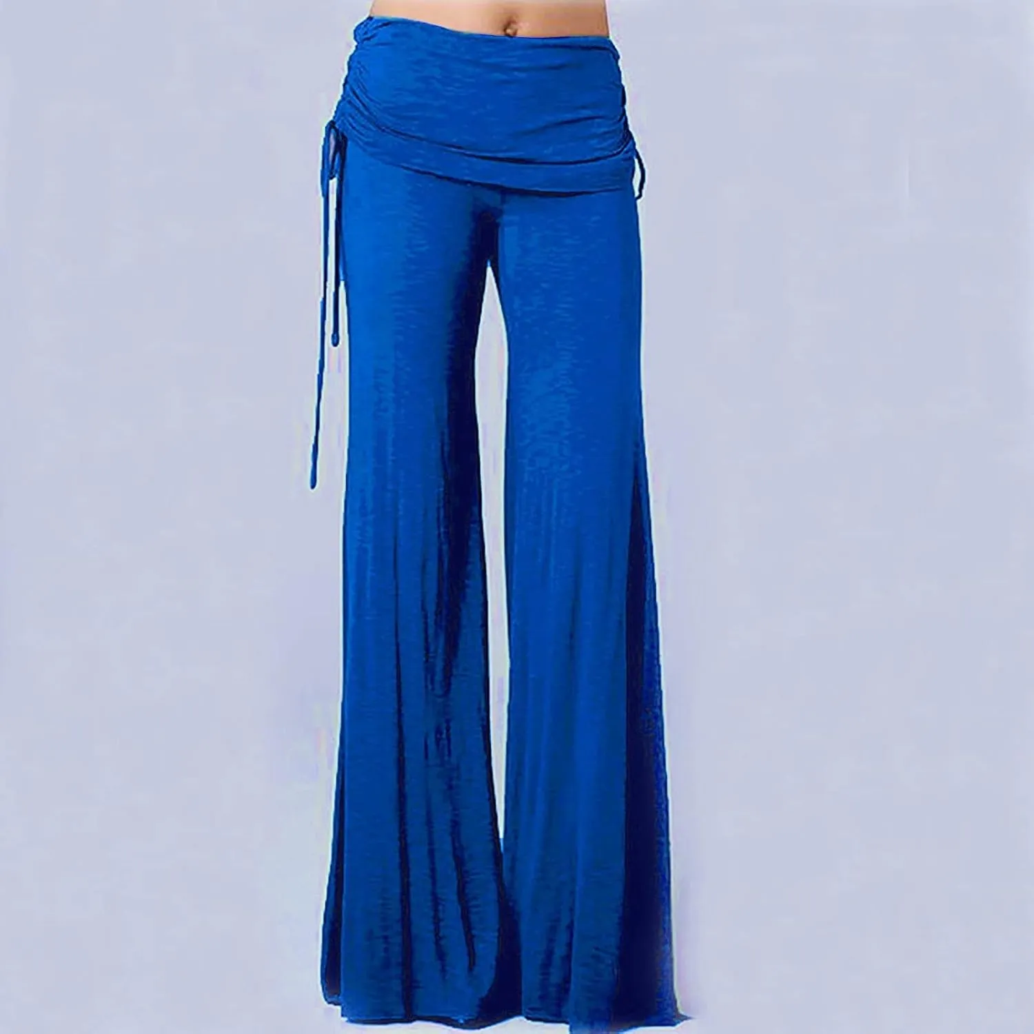 Women's Plus Size High Waisted Long Pants Yoga Dance Ruched Pants Spandex Wide Leg Pant Workout Flare Leggings