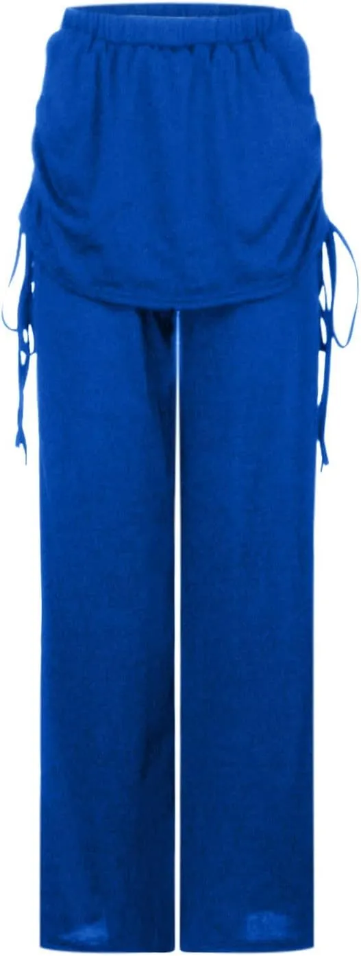 Women's Plus Size High Waisted Long Pants Yoga Dance Ruched Pants Spandex Wide Leg Pant Workout Flare Leggings