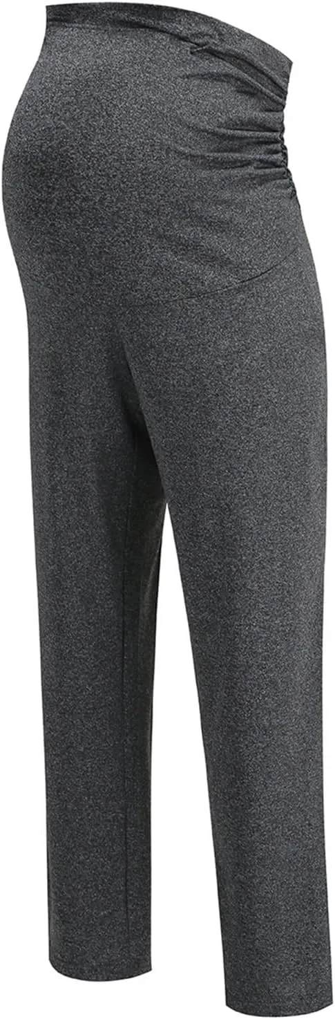 Women's Solid Color Slim Stretch Comfortable Casual Straight Leg Maternity Pants White Palazzo Pants for Women