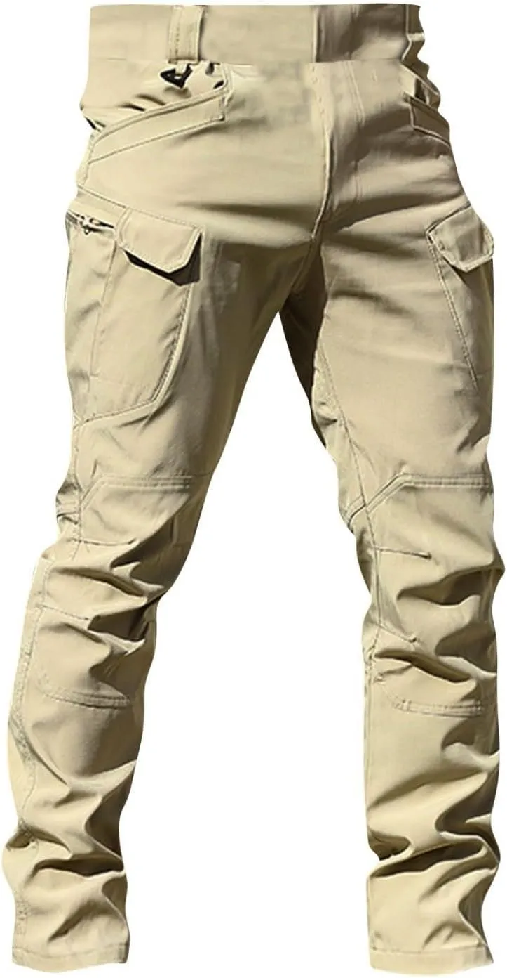 Work Cargo Pants for Men Slim Fit Waterproof Camping Hiking Pant Lightweight Flexcamo Tactical Pants Multi Pockets